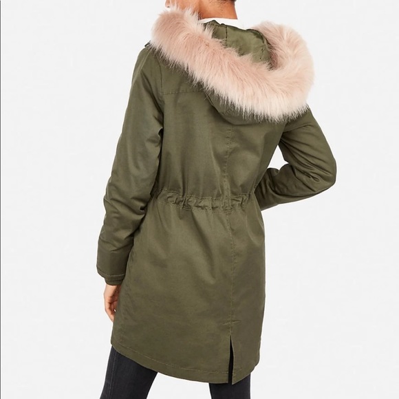 NEW without tag EXPRESS Zip-Out Faux Fur Lined Anorak - Picture 2 of 4